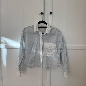 Madewell White Striped Button Down Shirt